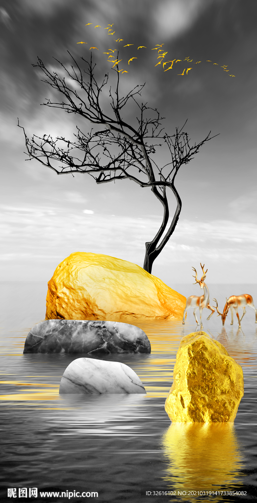 转运石麋鹿玄关