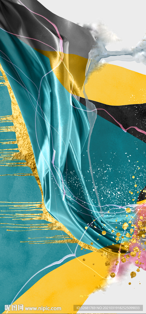 彩色艺术金箔画