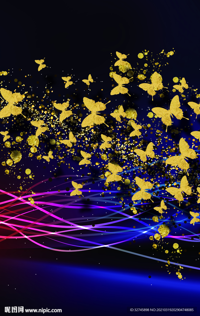 金色蝴蝶晶瓷画