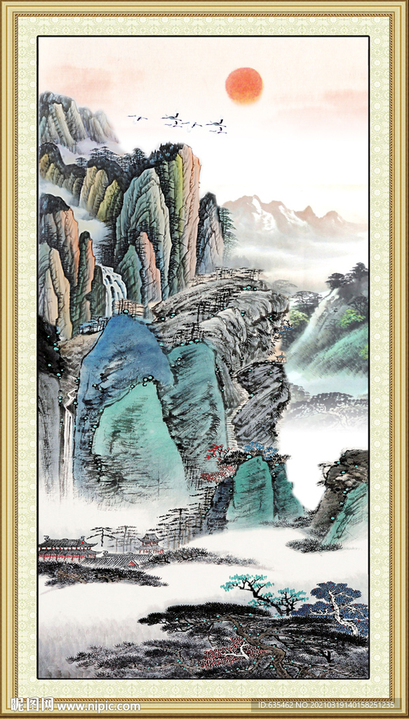 国画中式新玄关画