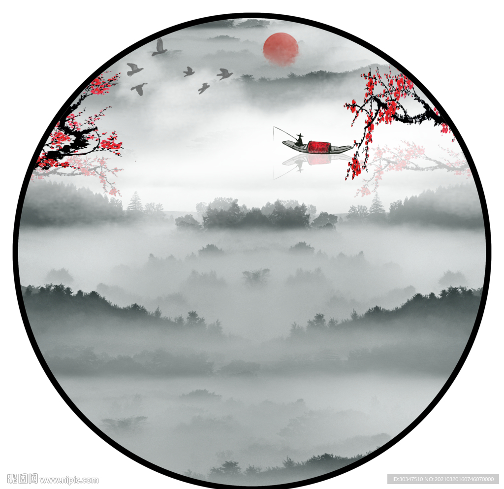 山水情画 水墨装饰画 写意国画