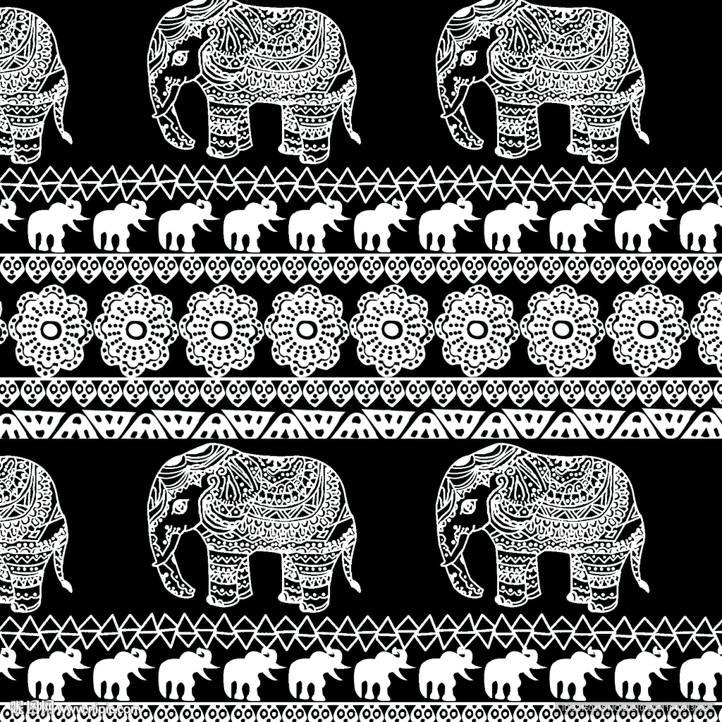大象花纹矢量无缝图案设计图__背景底纹_底纹边框_设计图库_昵图网nipic.com
