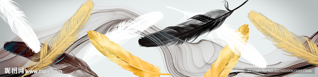 轻奢羽毛装饰画
