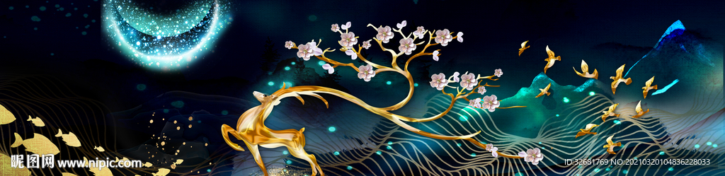 麋鹿装饰画玄关