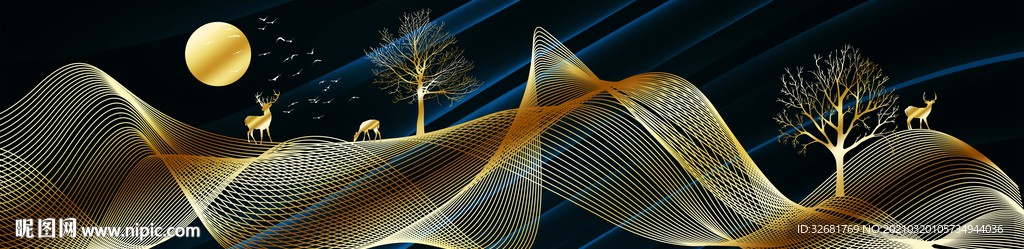 飘带麋鹿装饰画