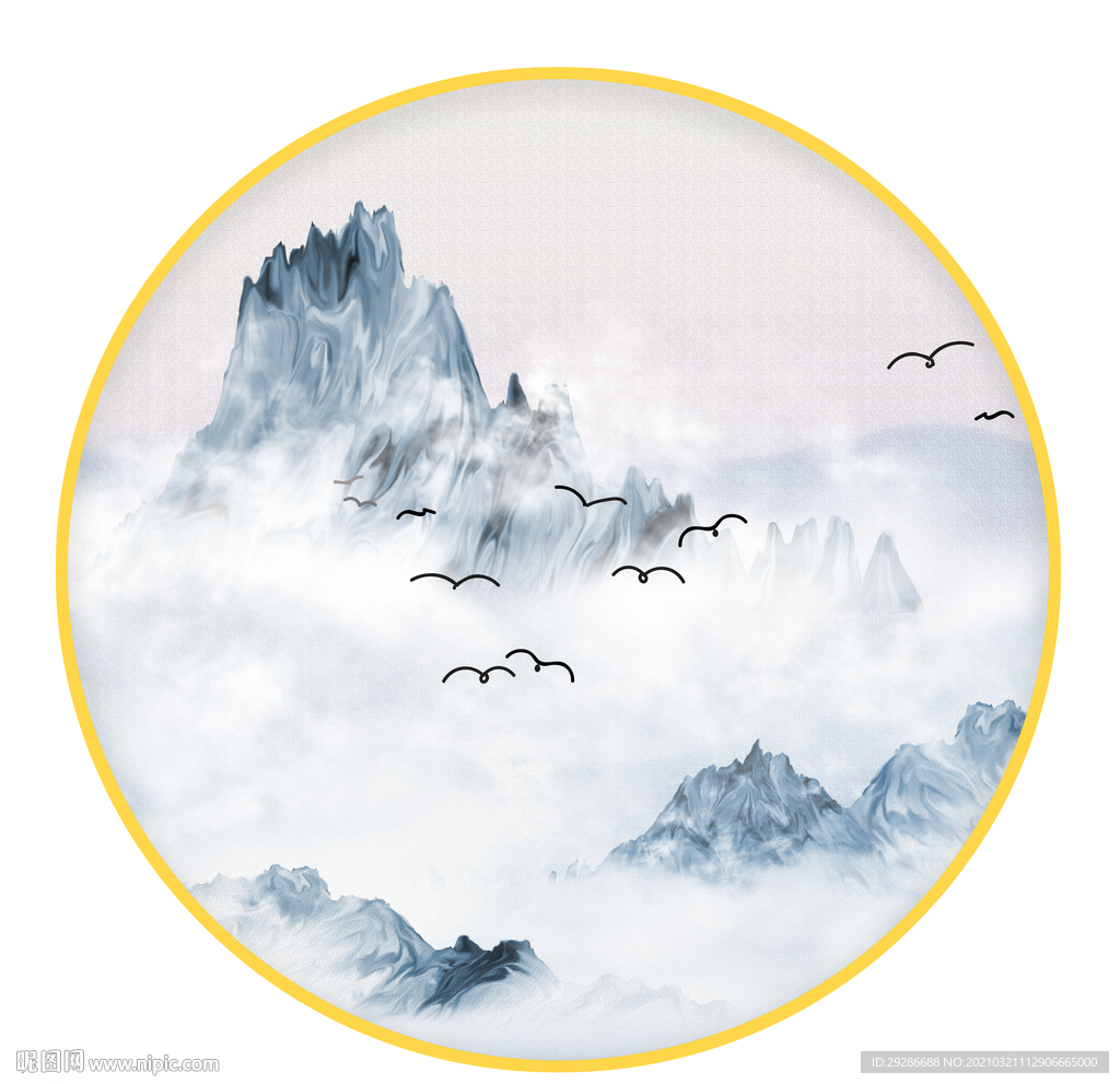圆形画 山水画