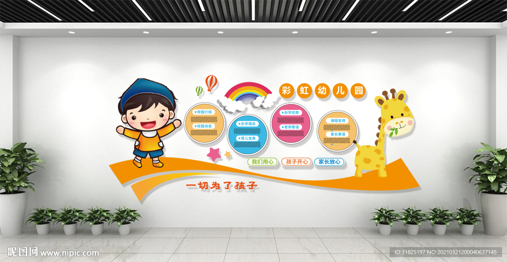 幼儿园卡通快乐成长文化墙