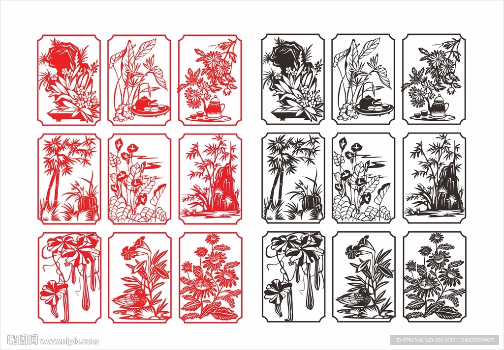 镂空植物元素