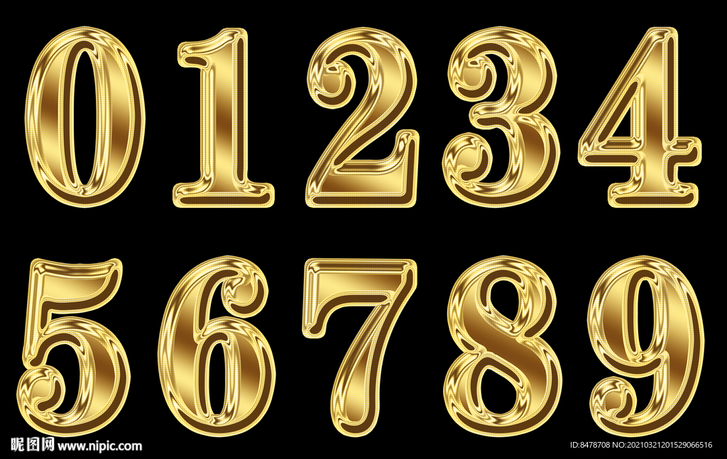 钛金色立体金色数字周年庆数字