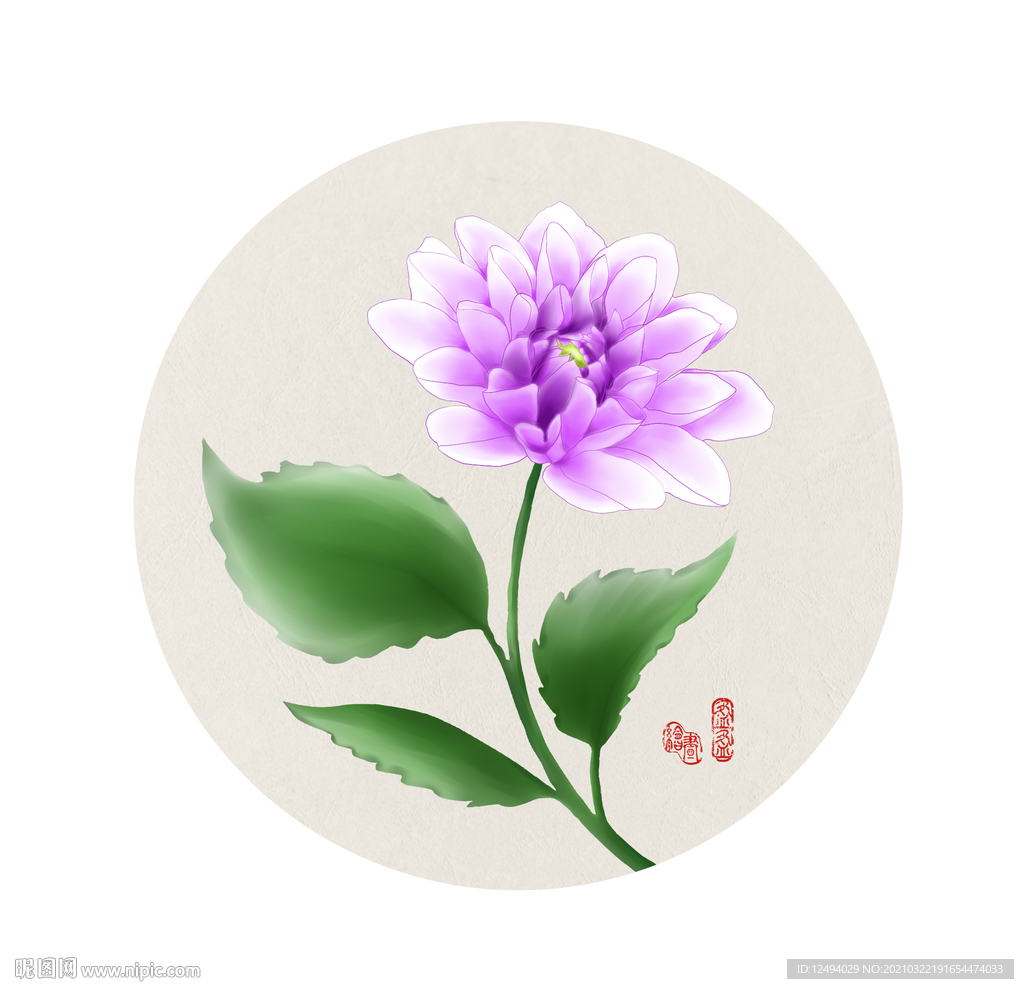 手绘大丽花