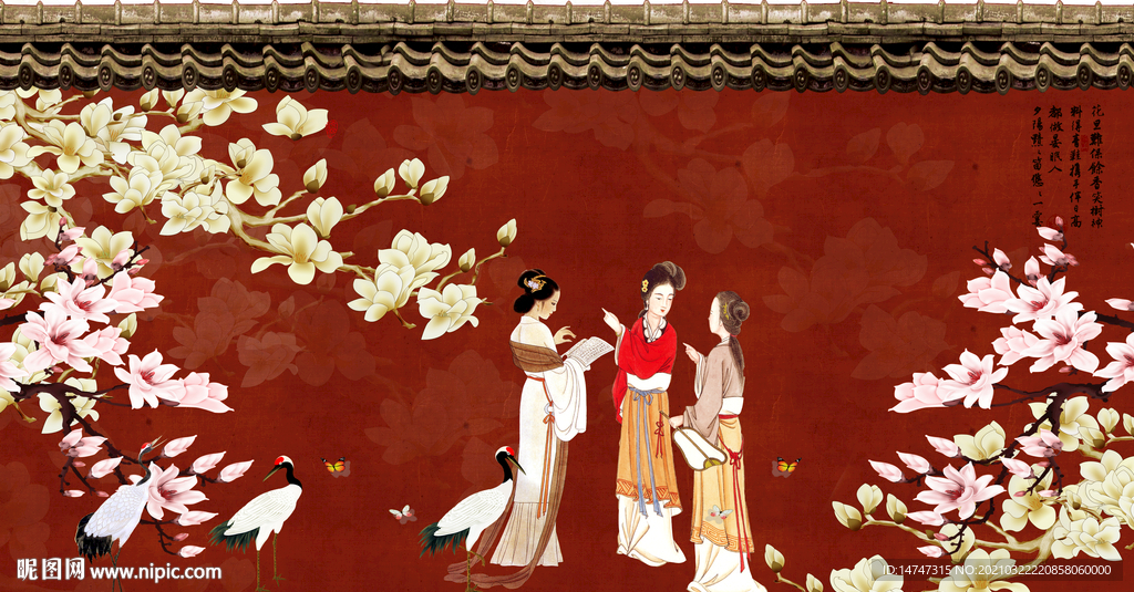 宫墙仕女图