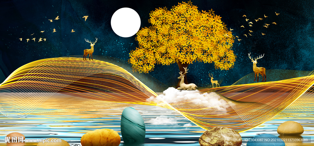 石来运转山水画