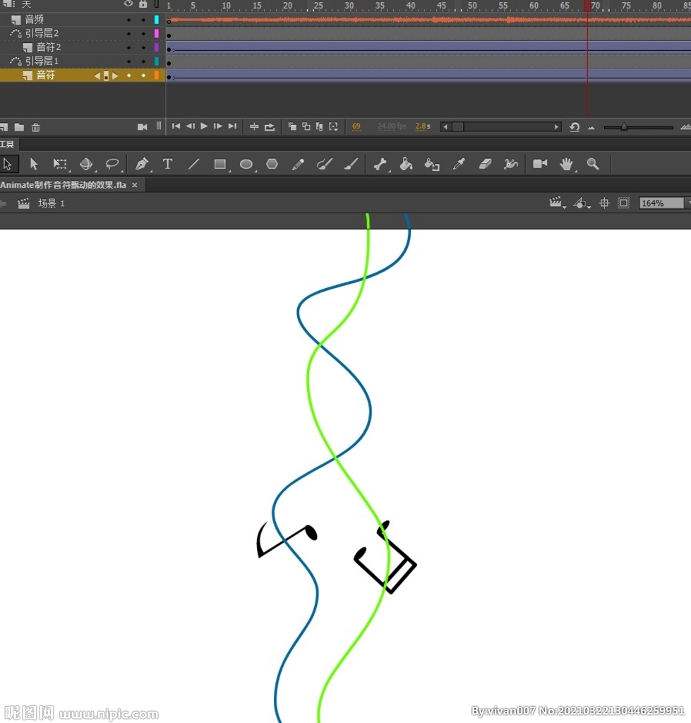 Animate制作音符飘动效果