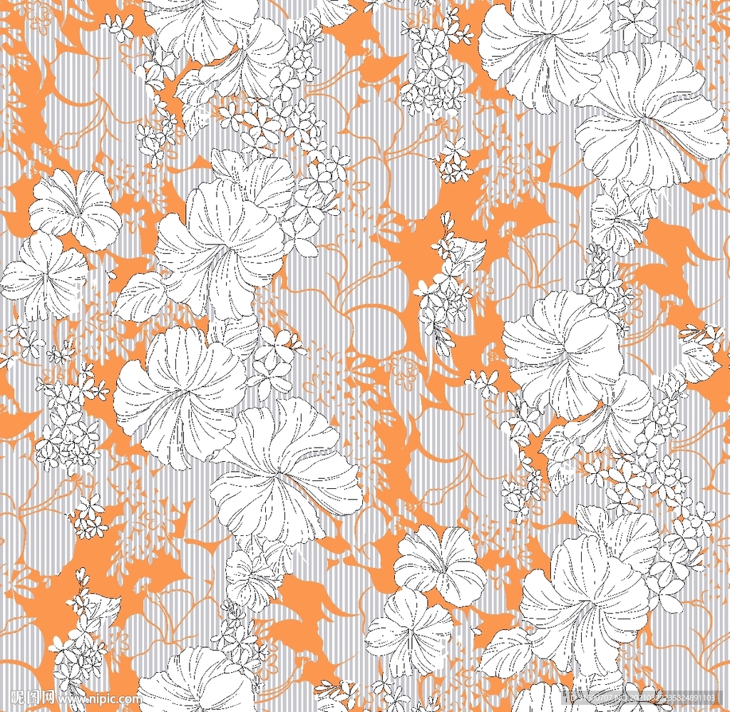 竖条色块抽象花朵