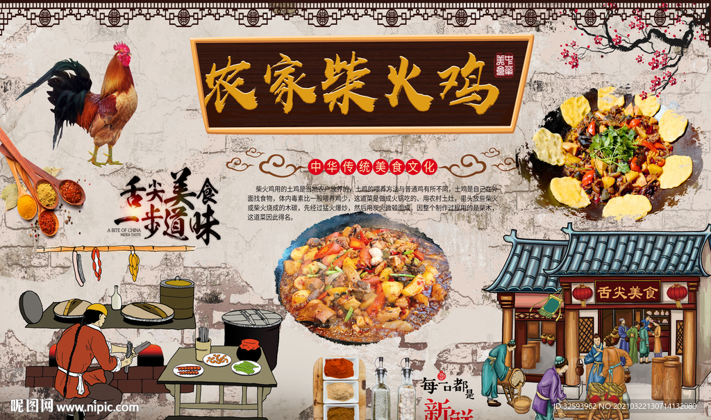 柴火鸡背景墙