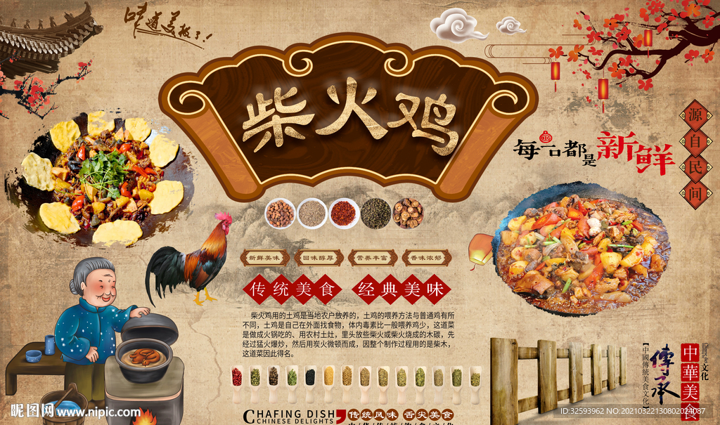 柴火鸡背景墙