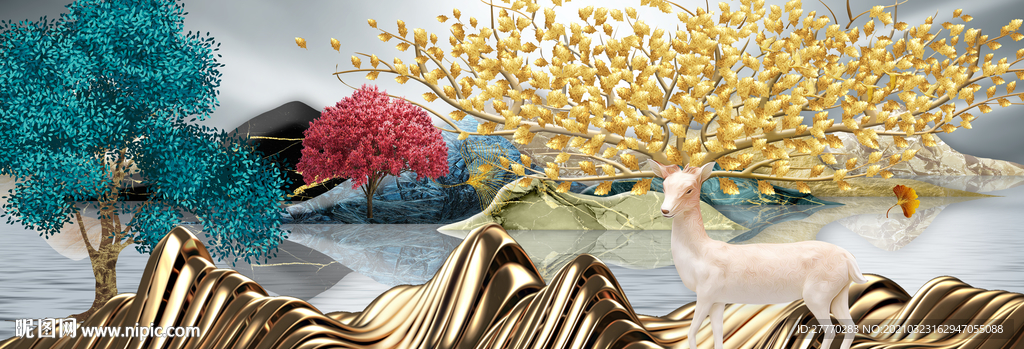 浮雕麋鹿装饰画