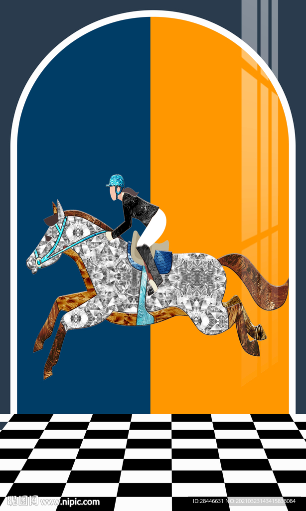 北欧现代玄关轻奢珐琅彩装饰画