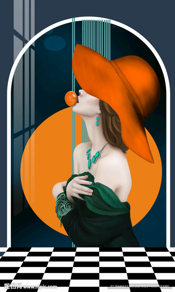 爱马仕美女装饰画