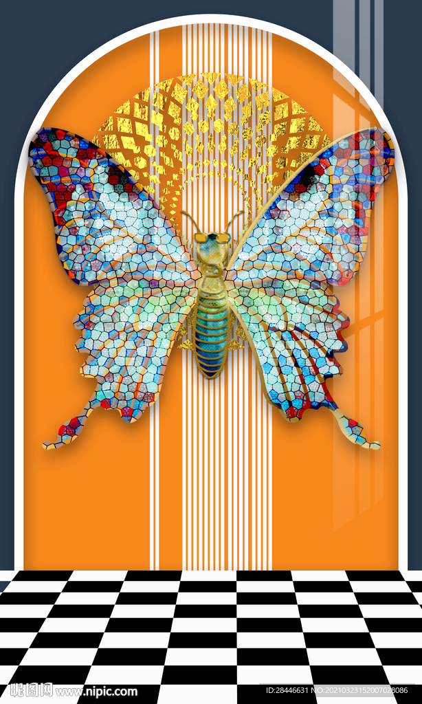 北欧现代玄关轻奢珐琅彩装饰画