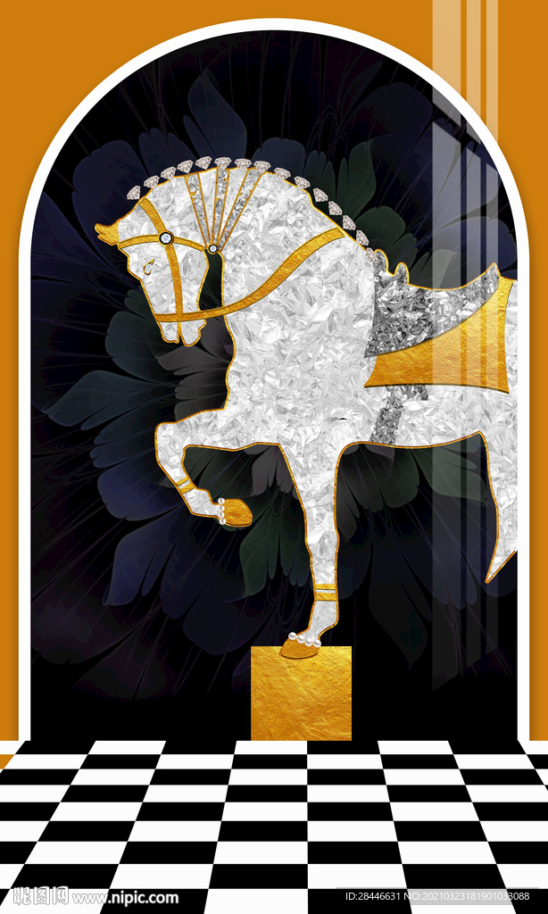 北欧现代玄关轻奢珐琅彩装饰画