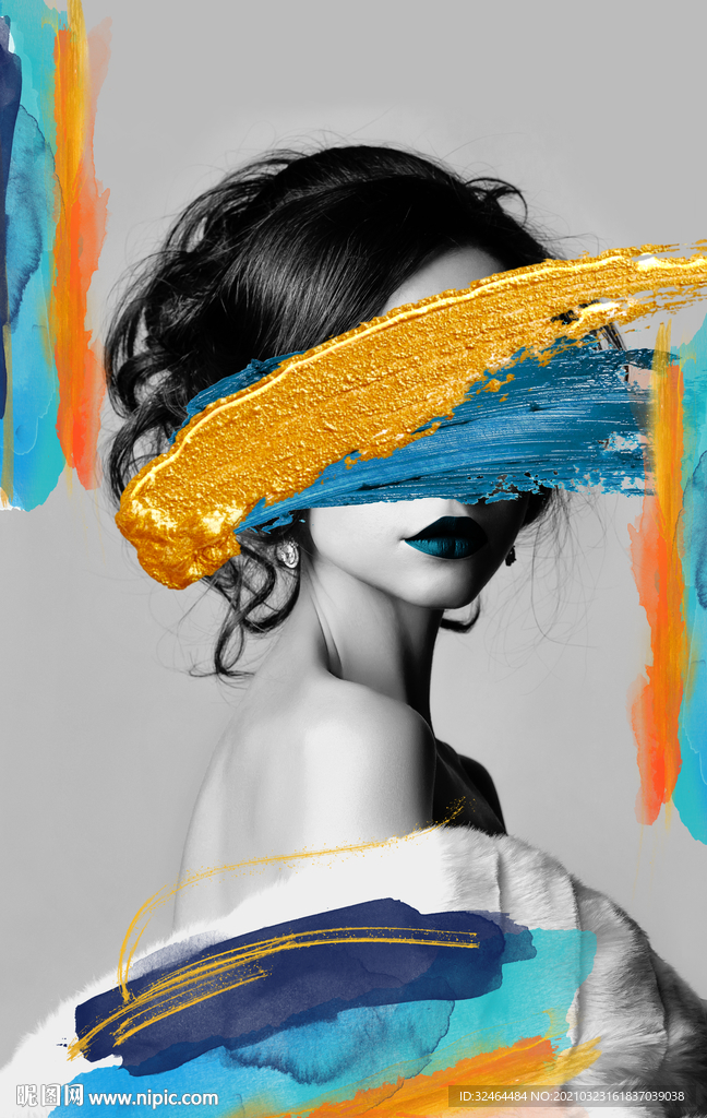 美女油彩装饰画