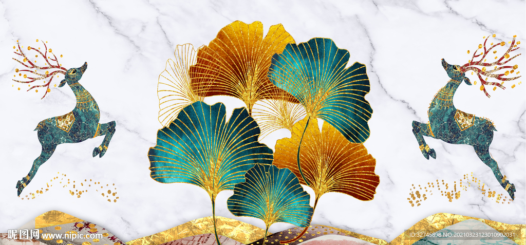 银杏叶麋鹿玄关