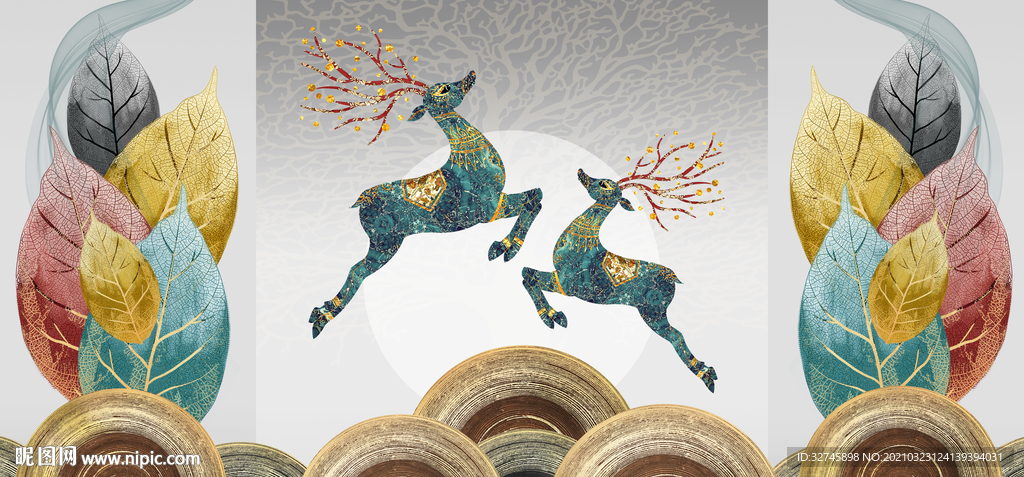 麋鹿年轮装饰画