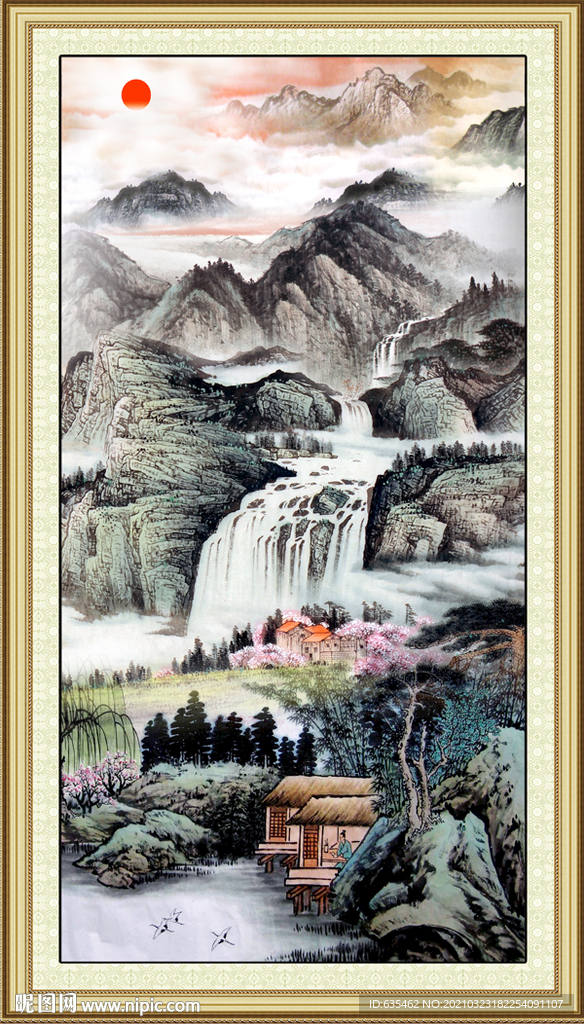 国画中式新玄关画