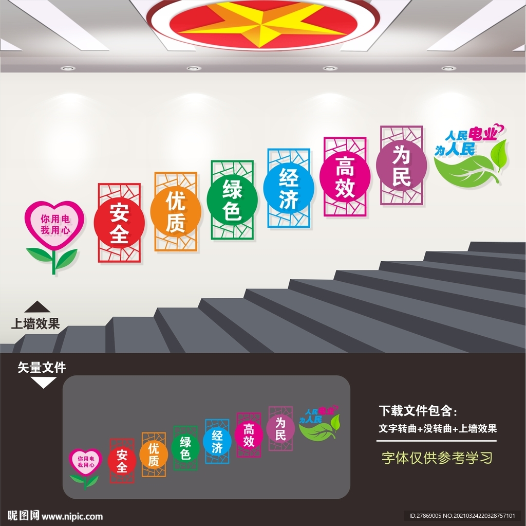 电力公司电力局楼梯楼道文化墙