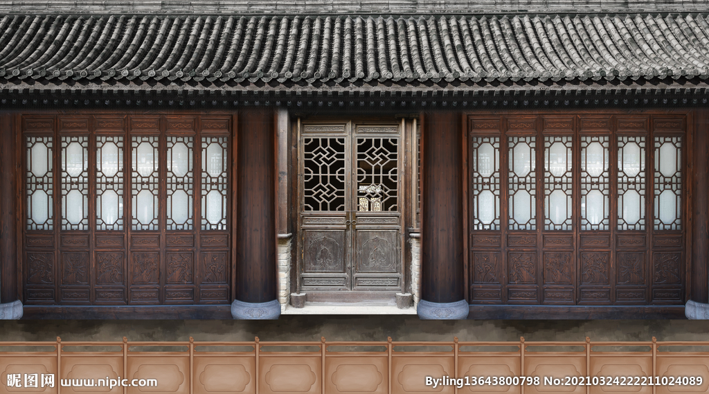 中式古典门窗背景