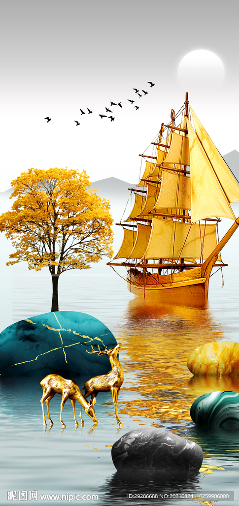 玄关画入户挂画  一帆风顺