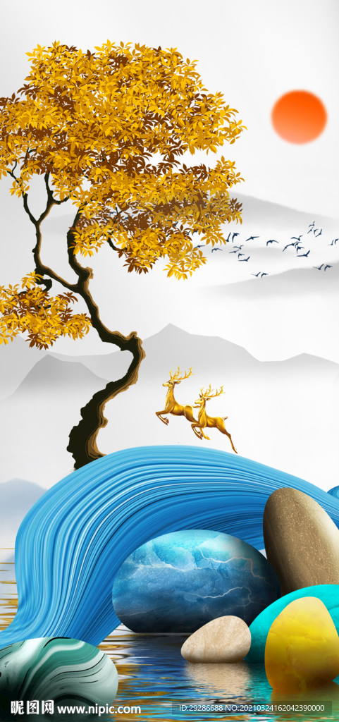 玄关画 时来运转