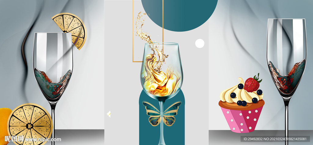 酒杯装饰画