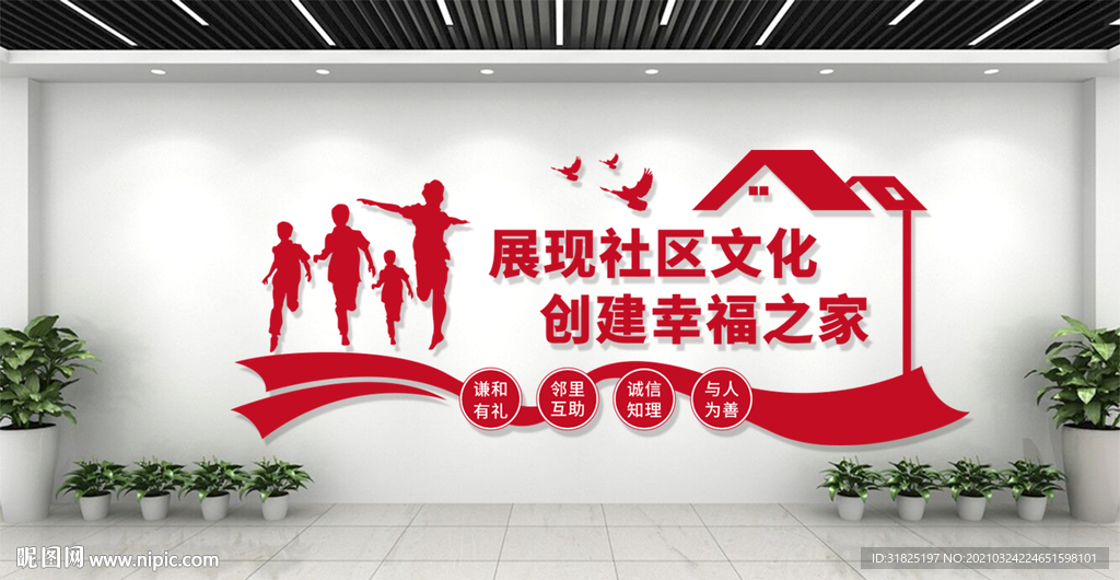 文明城市和谐社区幸福之家文化墙