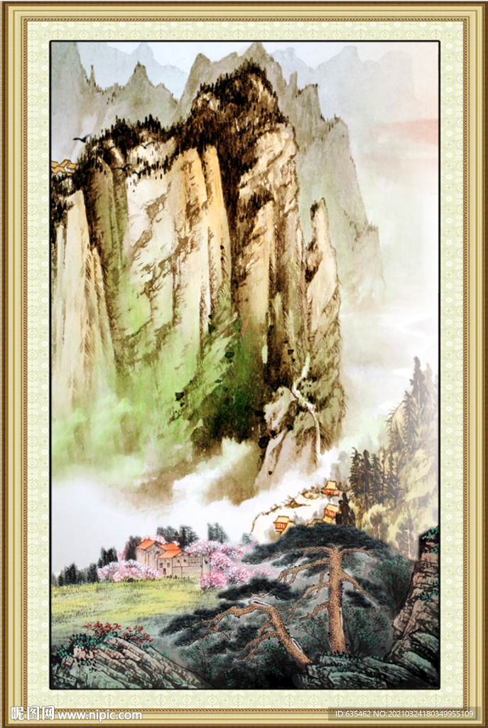 国画中式新玄关画