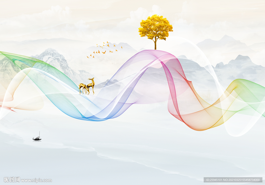 抽象水墨背景墙