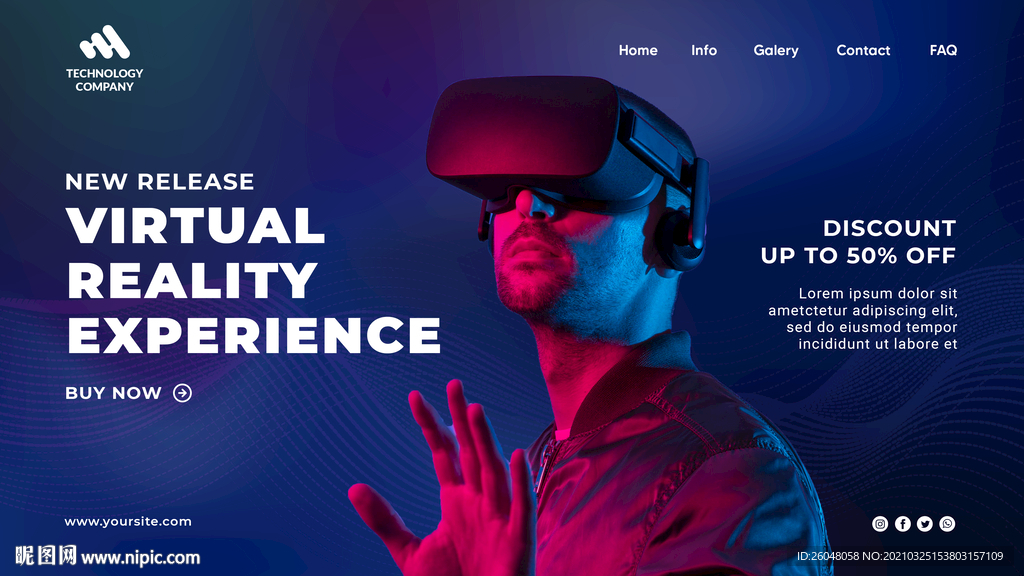 科技VR横幅网站海报单页