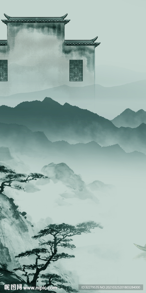 徽派高端新画玄关 文件分层画