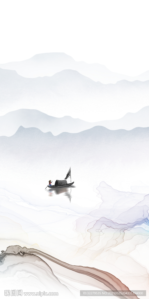 水墨意境新画玄关 文件分层画