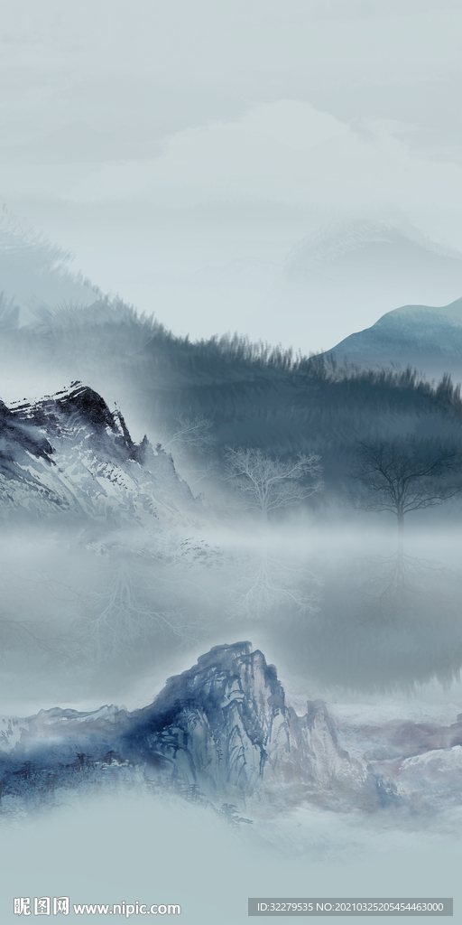 现代意境新画玄关 文件分层画