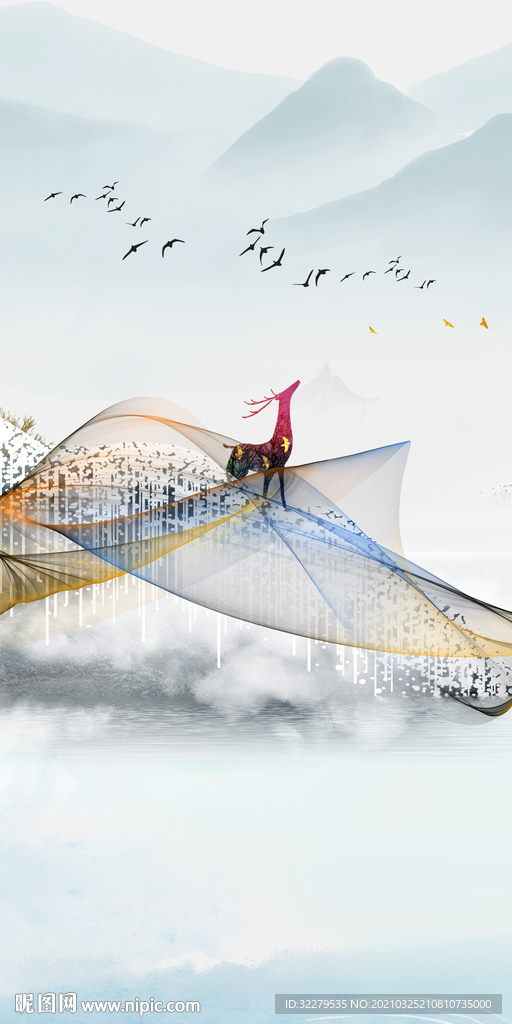 简约意境新画玄关 文件分层画