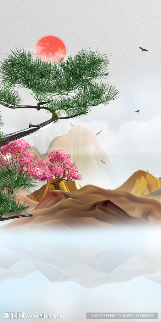 大气 意境新画玄关 文件分层画