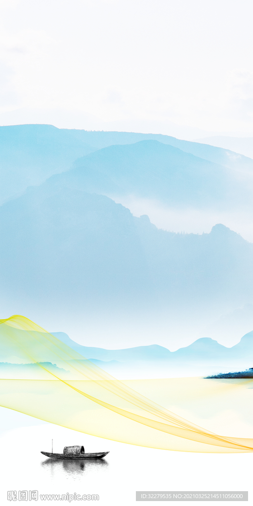 高清意境新画玄关 文件分层画