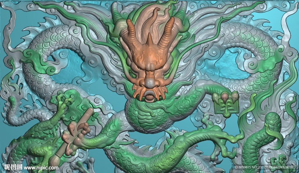 灰度 精雕 龙头 jdp扫描