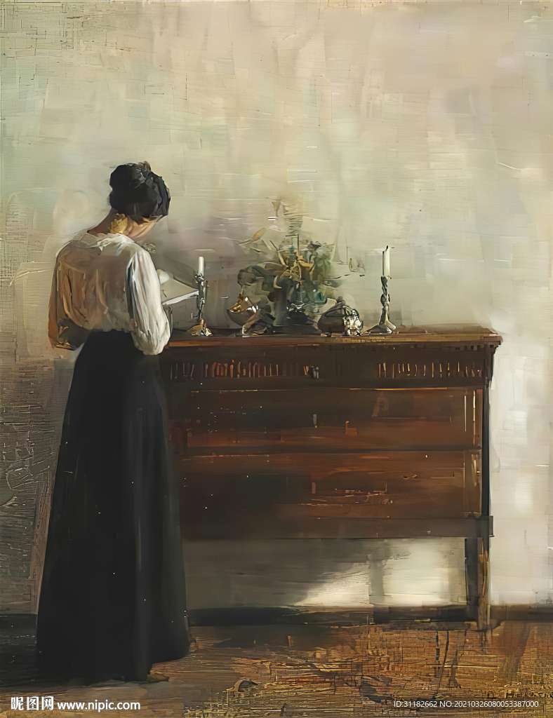 莫兰迪人物油画