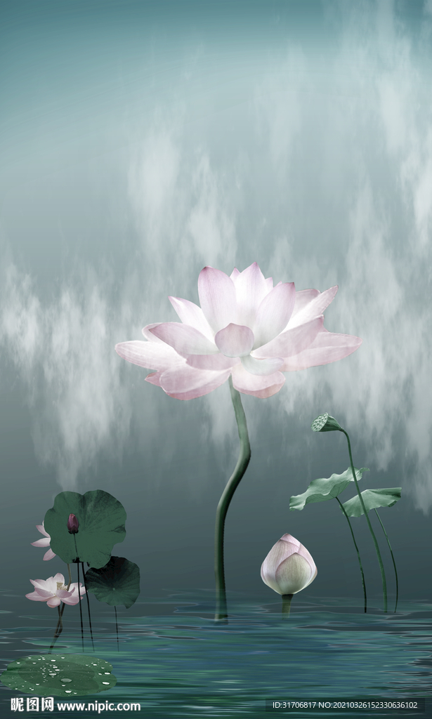 荷花装饰画
