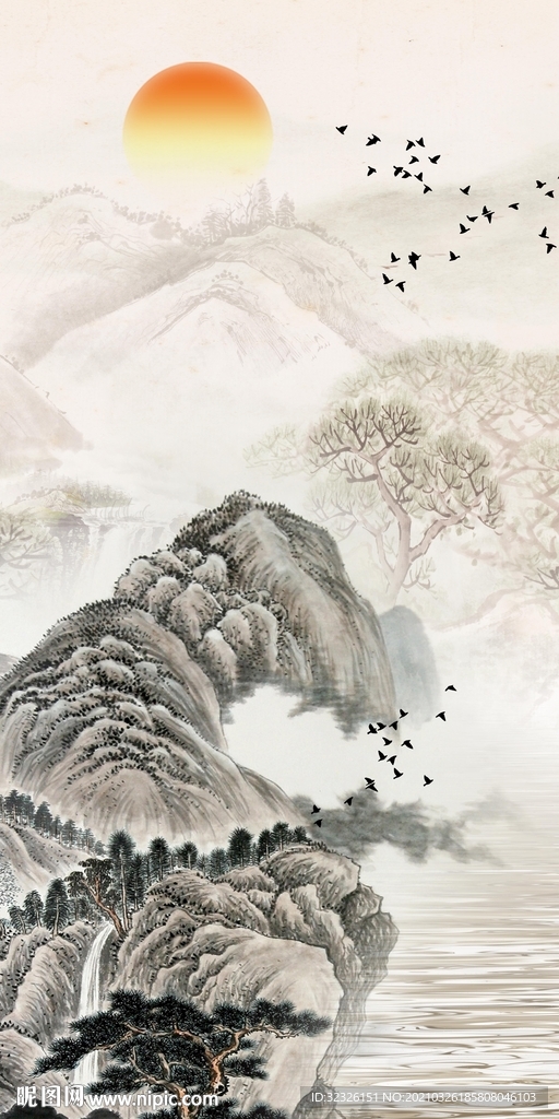 简约新现代玄关画 tif分层