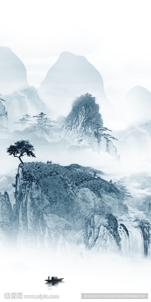 最新现代玄关山水 tif分层