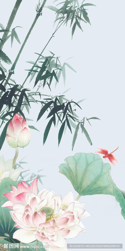 荷花新现代玄关画 tif分层